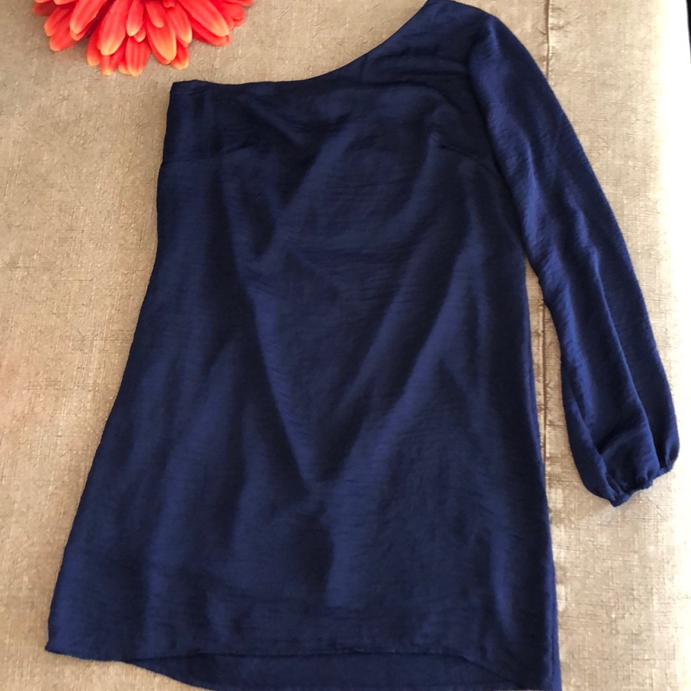 One shoulder blue Karlie dress